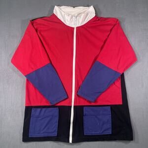 Richard Simmons Vtg Jacket Womens 18W Black Red Blue White Knit Full Zip Pocket